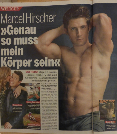 Schistar Marcel Hirscher als Sexobjekt. Nicht sexistisch? Freundin Laura gesteht im Interview, sie wäre gerne an seiner Stelle fotografiert worden.
