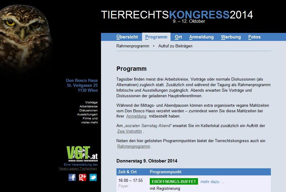 Der Tierrechtskongress Wien 2014 steht vor der Tür!