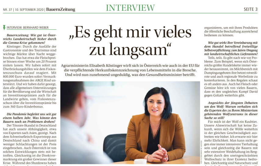 Landwirtschaftsministerin Köstinger lügt in der Bauernzeitung